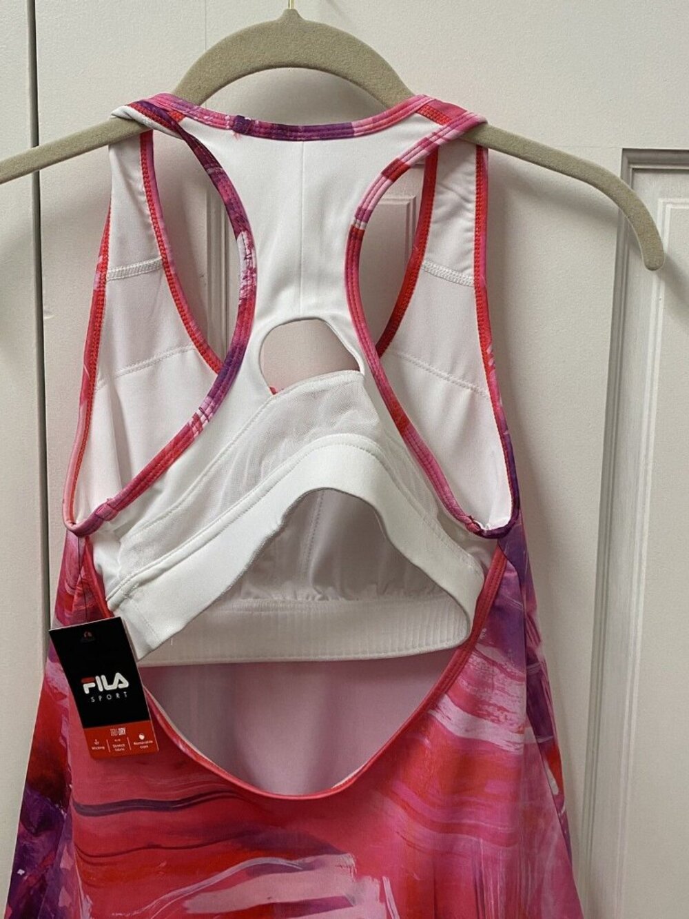 Fila Tunic Sports Tank Top Womens Size XS Hot Pink Purple Shelf Bra NEW - Picture 3 of 5